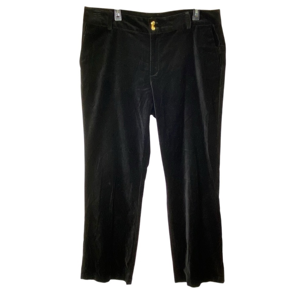 CHAPS Ralph Lauren Women's plus size 16 Black Velvet Pants straight leg